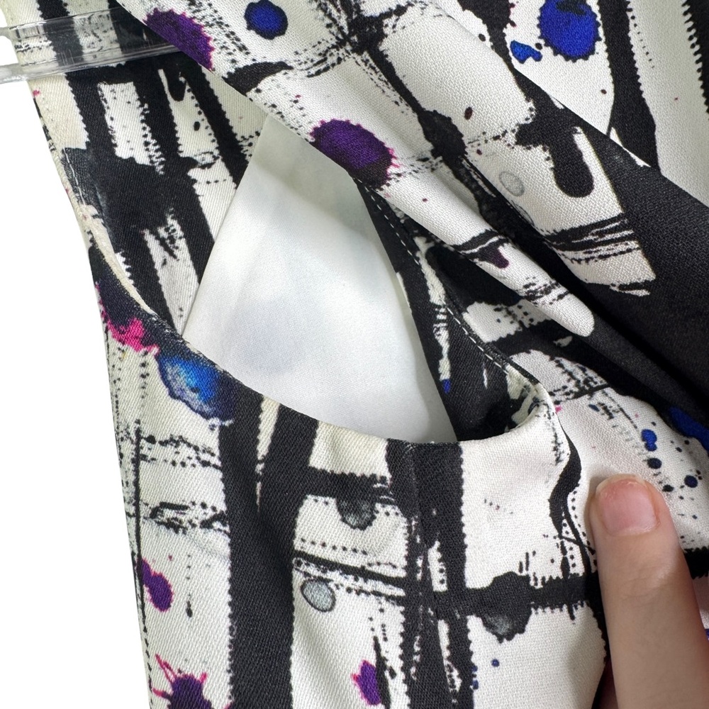 Milly Paint Splatter Scribble Abstract Shift Dress Sleeveless Career Workwear 2 - Picture 12 of 16
